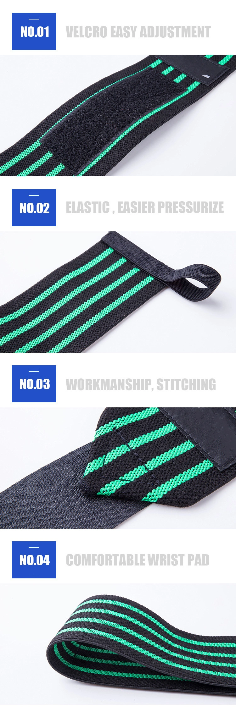 Weightlifting Wrist Wraps with Thumb Loops Wrist Support Braces Fabric Bands