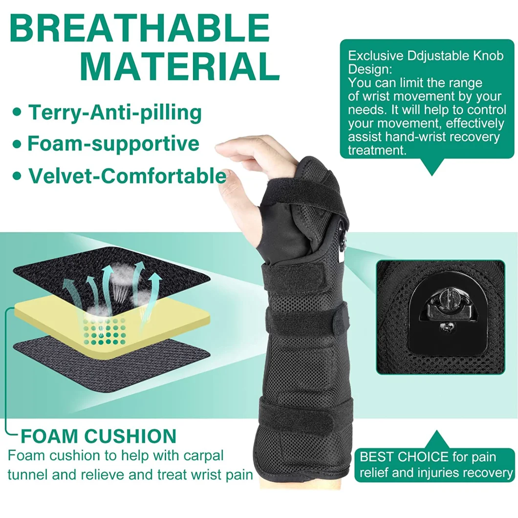 Hot Selling Customized Adjustable Wrist Support Brace with Splints for Carpal Tunnel