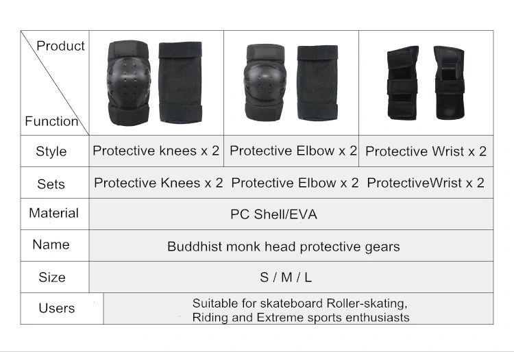 6 in 1 Kits Scooter Skateboard Protective Gears Knee Elbow Pads Rider Protection Kit for Children Adult Men